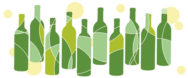 Абстрактний зелений дизайн пляшки вина
 - Вектор, зображення