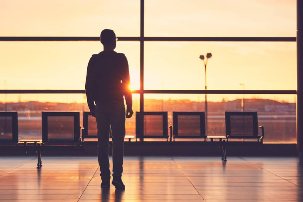 Airport terminal at the sunset - 写真・画像