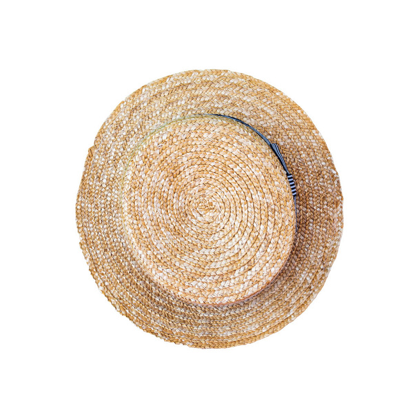 slaměný klobouk izolovaných na bílém pozadí - Fotografie, Obrázek