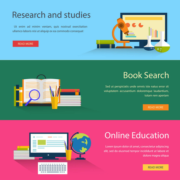 Suche nach elektronischen Büchern und Online-Bildung, Studium - Vektor, Bild