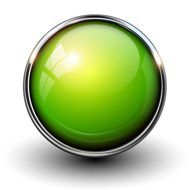 Green shiny button - Διάνυσμα, εικόνα