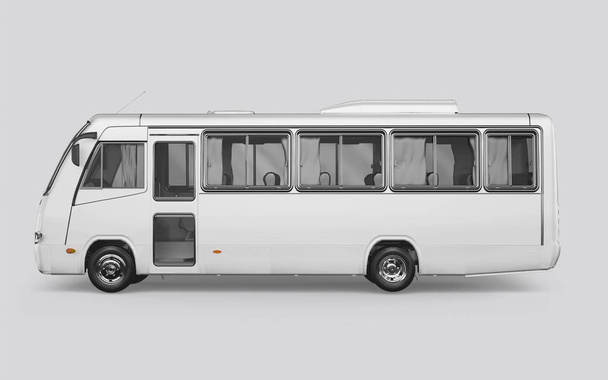 Representación 3D de un autobús sobre un fondo blanco
 - Foto, Imagen
