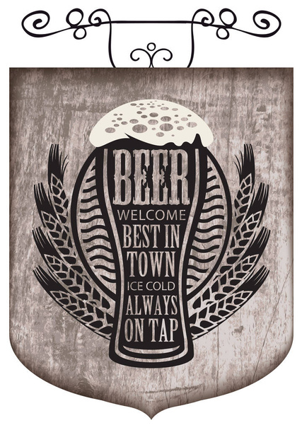 signboard with beer glass with words on beer theme - Vettoriali, immagini