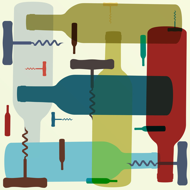 Frasco de vinho retro colorido e fundo abridor
 - Vetor, Imagem
