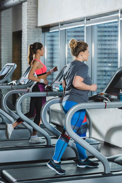 women training on treadmills at gym  - Zdjęcie, obraz
