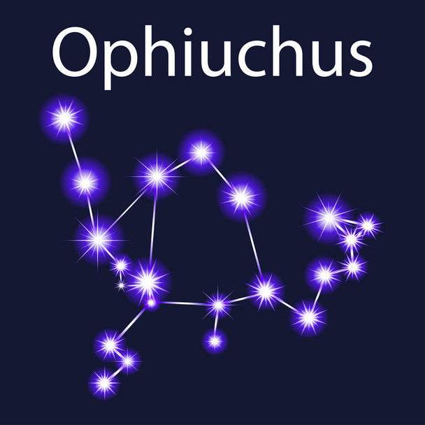 Ilustrace souhvězdí Hadonoše s hvězdami v noci s - Vektor, obrázek