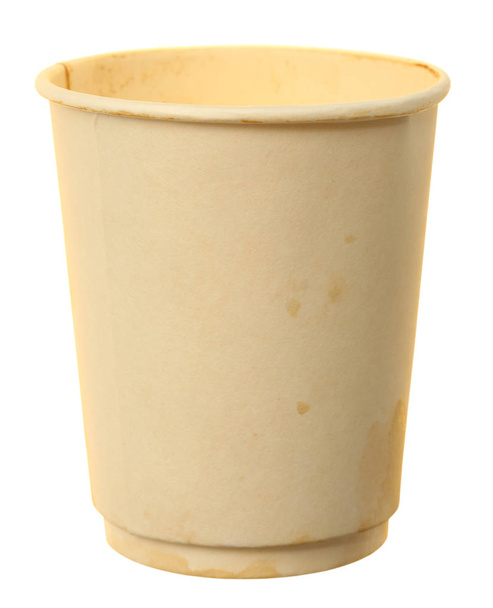 Papel usado xícara de café isolado no fundo branco
 - Foto, Imagem