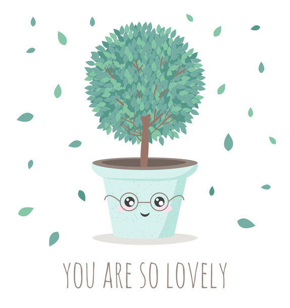 cute house plant in flower pot - Vector, Image