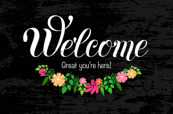 Welcome hand lettering - Wektor, obraz