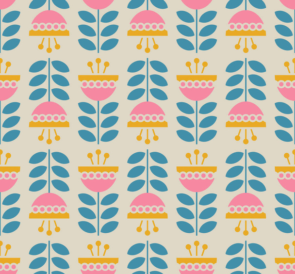 seamless retro pattern with flowers and leaves - ベクター画像