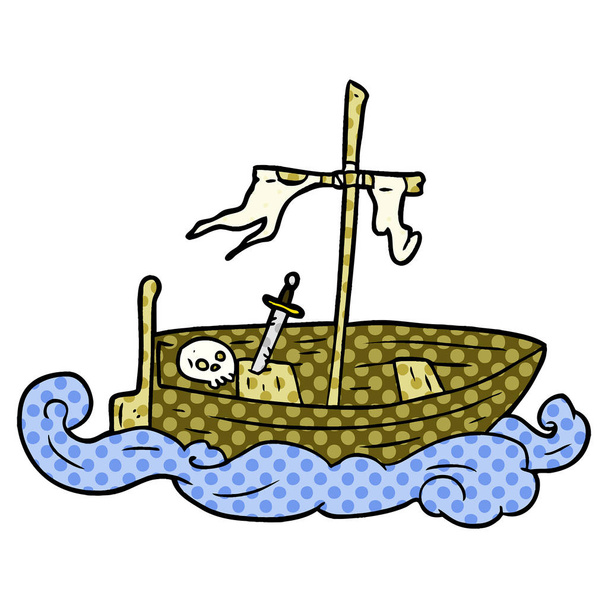 sarjakuva vanha haaksirikkoutunut vene
 - Vektori, kuva
