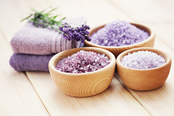 lavender bath salt - Fotoğraf, Görsel