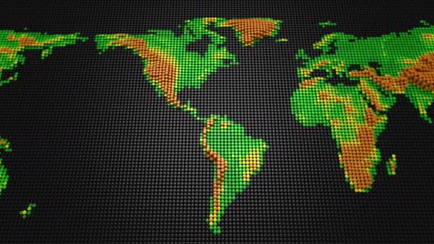 Цилиндры сформировали карту помощи Земле. Черный фон, loop, 4 в 1, созданная в 4K, 3D анимация
 - Кадры, видео