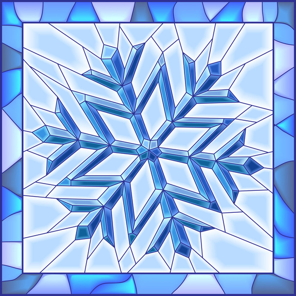 νιφάδα χιονιού Υαλογράφημα παράθυρο με πλαίσιο. - Διάνυσμα, εικόνα