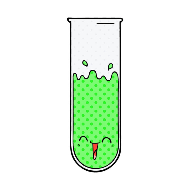 cartoon happy test tube - Vector, Image