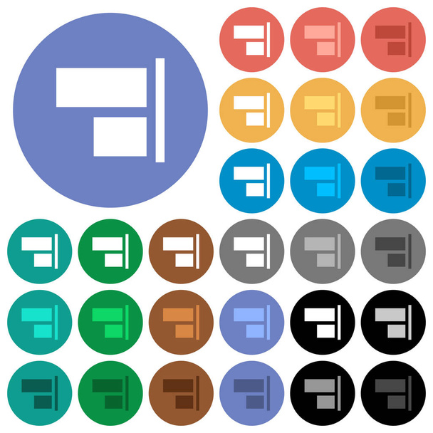 Uitlijnen naar rechts ronde platte multi gekleurde pictogrammen - Vector, afbeelding