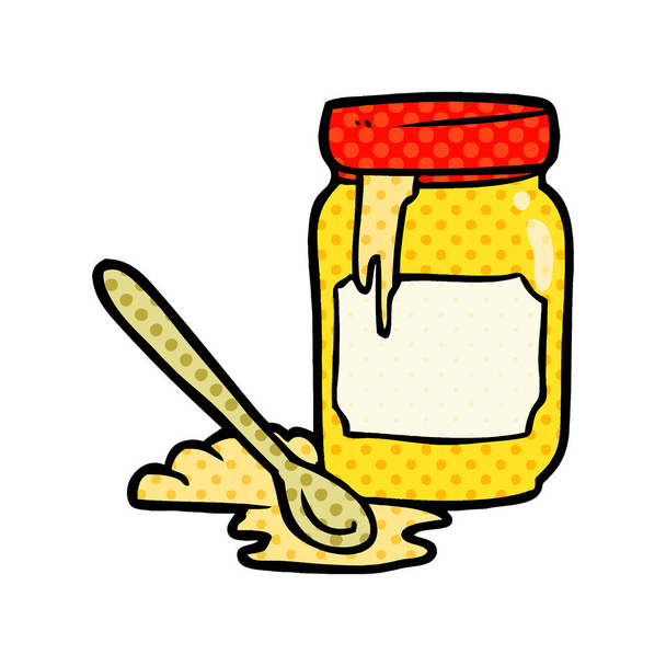 cartoon jar of honey - Vektör, Görsel