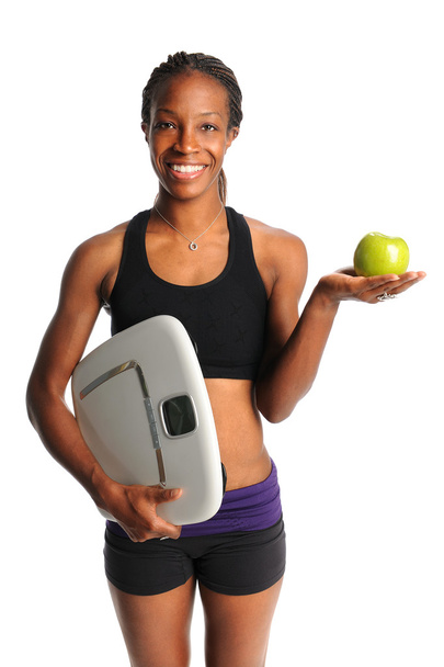 Woman Holding Scale and apple - Foto, Bild