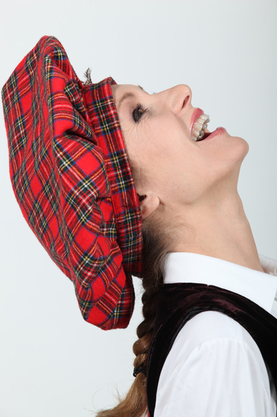 Woman in a Scottish tam o - Photo, Image