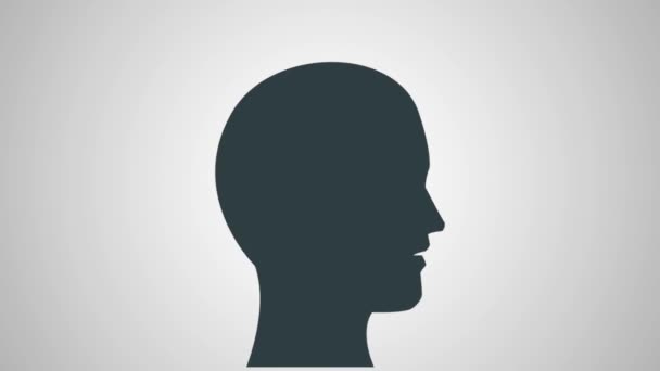 Ανθρώπινο κεφάλι με μεγάλη ιδέα κινούμενα σχέδια Hd - Πλάνα, βίντεο