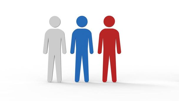witte blauwe en rode mens / goed voor presentaties - Foto, afbeelding