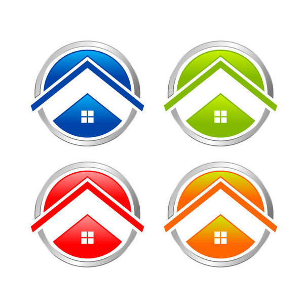 Astratto Multi colorato Home Circle Icona Set
 - Vettoriali, immagini