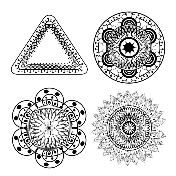 mandalas ensemble de style boho monochrome
 - Vecteur, image