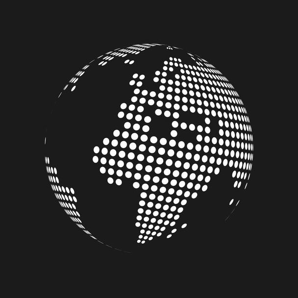 Fehér pontozott 3d világ megjelenítése földgömb a fekete háttér. Vektoros illusztráció - Vektor, kép