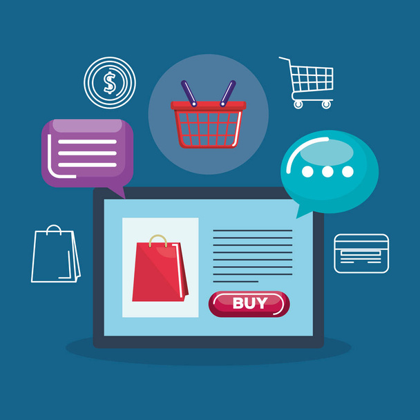 Online-Shopping setzt Symbole - Vektor, Bild