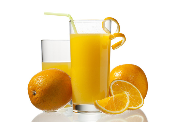 Image of orange slice with orange in glass - Photo, Image