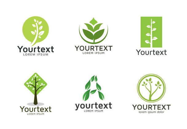 Collection of green logos or icons design. Vector set of nature and trees logo design. Environment and Health life logo template - ベクター画像