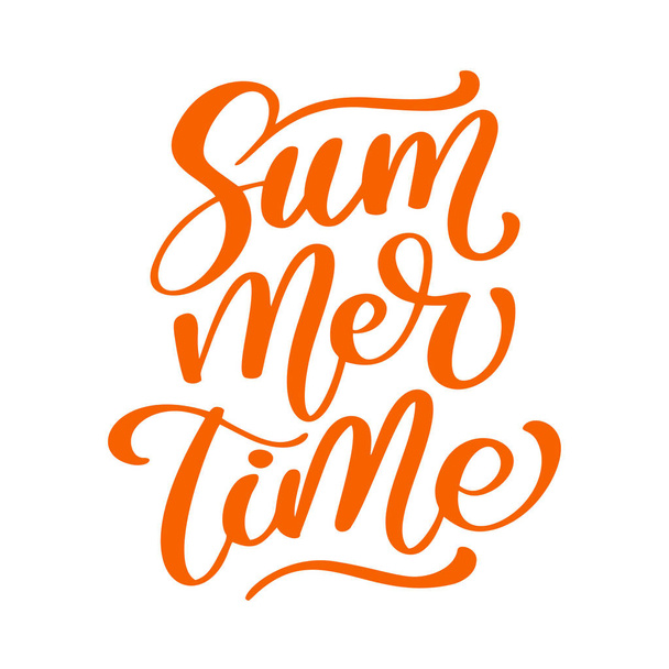 Summer time lettering vector logo illusrtation, Modern Calligraphy lettering on white. Vector illustration stock vector - Vektori, kuva