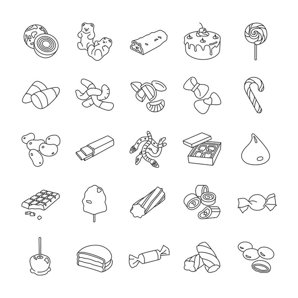 25 Süßwaren skizzieren Vektorsymbole - Vektor, Bild