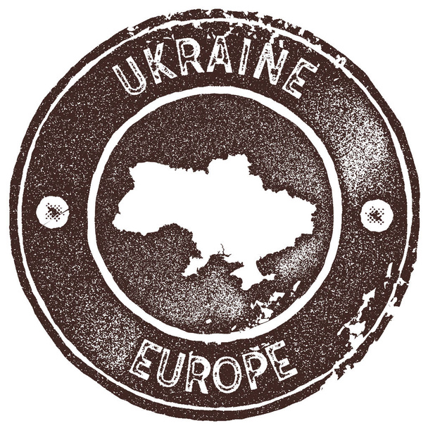 Ukraine map vintage stamp Retro style handmade label badge or element for travel souvenirs Brown - Vector, Image