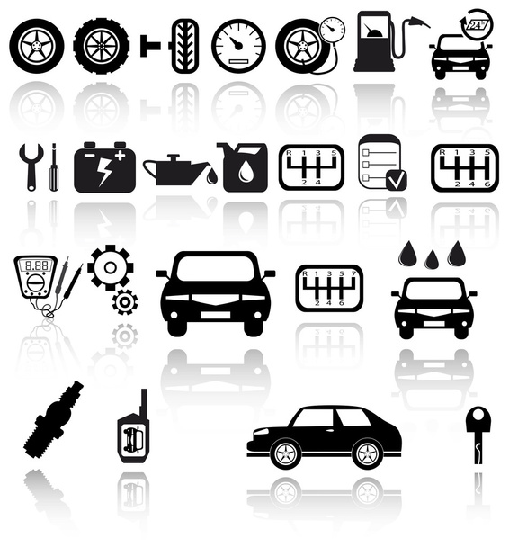 Vektor schwarze Auto-Symbole gesetzt - Vektor, Bild