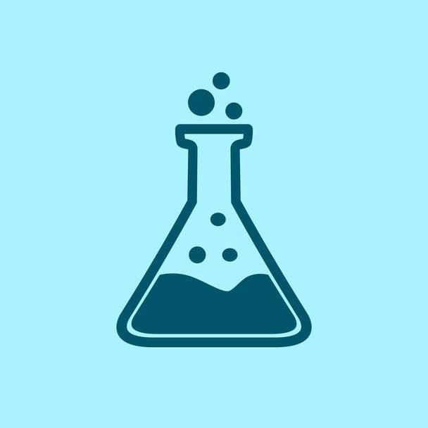 Test tube vector icon on blue background - Vector, Image