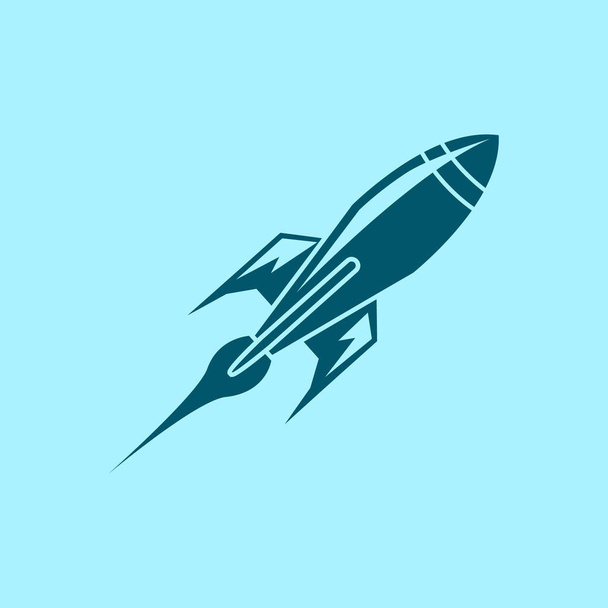 Rocket Vector icon on blue background - Vector, Image