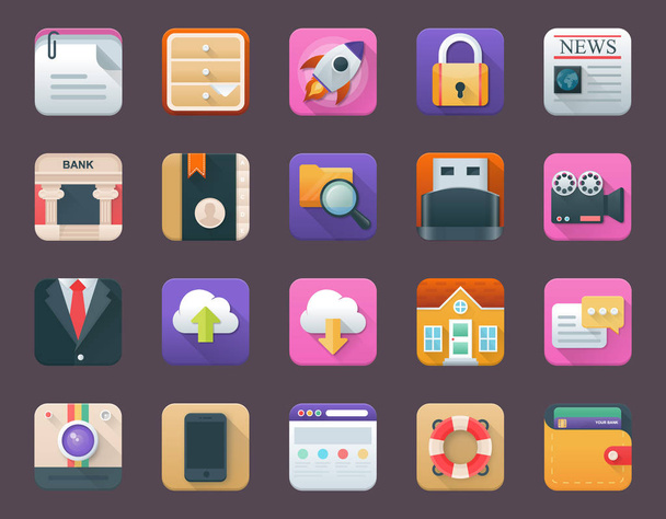Pack of business App Icons - Vector, Image