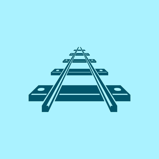 ícone do vetor ferroviário no fundo azul
 - Vetor, Imagem