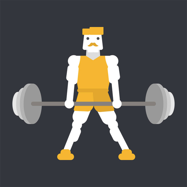 Man doing Sumo Barbell deadlifts exercise. Flat vector