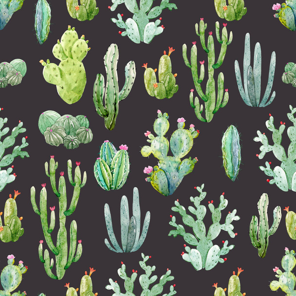 Watercolor cactus pattern - Foto, Bild
