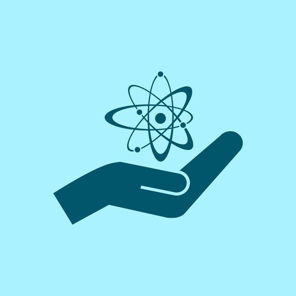 Atom sign icon on blue background - Vector, Image