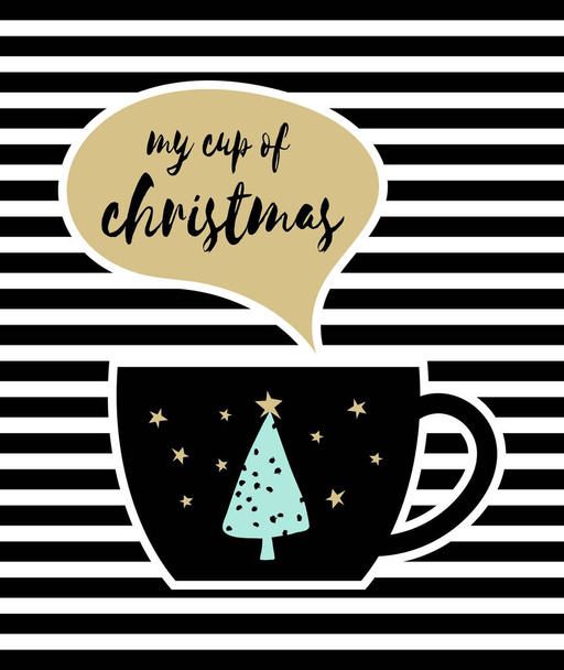 Ma tasse de Noël avec arbre mignon, étoiles et bulle de la parole
 - Vecteur, image