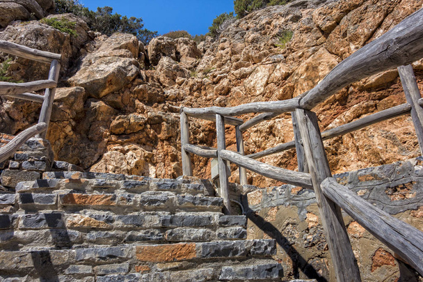 close-up photo of Downhill Stairs in mountain - Φωτογραφία, εικόνα