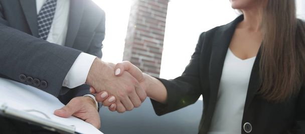 Close-up of two business people shaking hands - Fotoğraf, Görsel