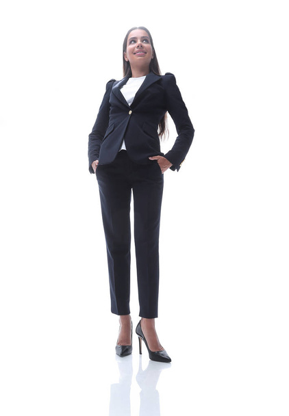 bottom view of confident business woman - Zdjęcie, obraz