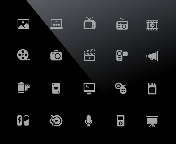 Multimedia Icons // 32px Series - Vector icons adjusted to work in a 32 pixel grid. - Wektor, obraz