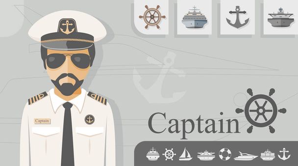 Профессия Concept - Sea Captain
 - Вектор,изображение