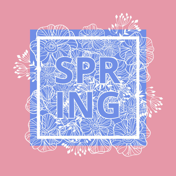 Spring poster with flowers - Vector, Imagen