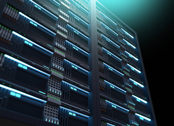 racks serveur super ordinateur dans le datacenter. Illustration 3d
 - Photo, image
